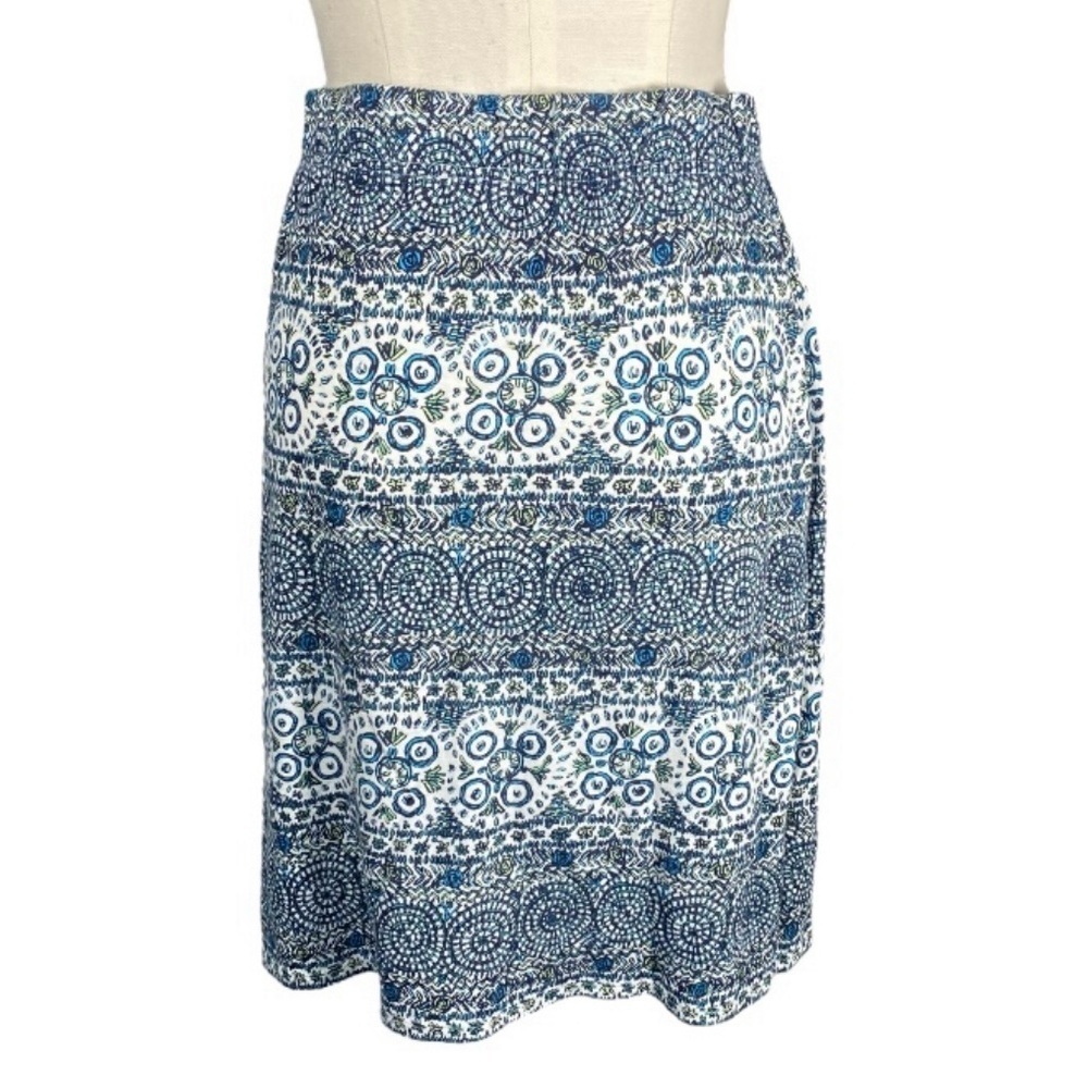 Talbots Blue Printed Skirt Pull On Stretchy Medallion Print Modal size small S